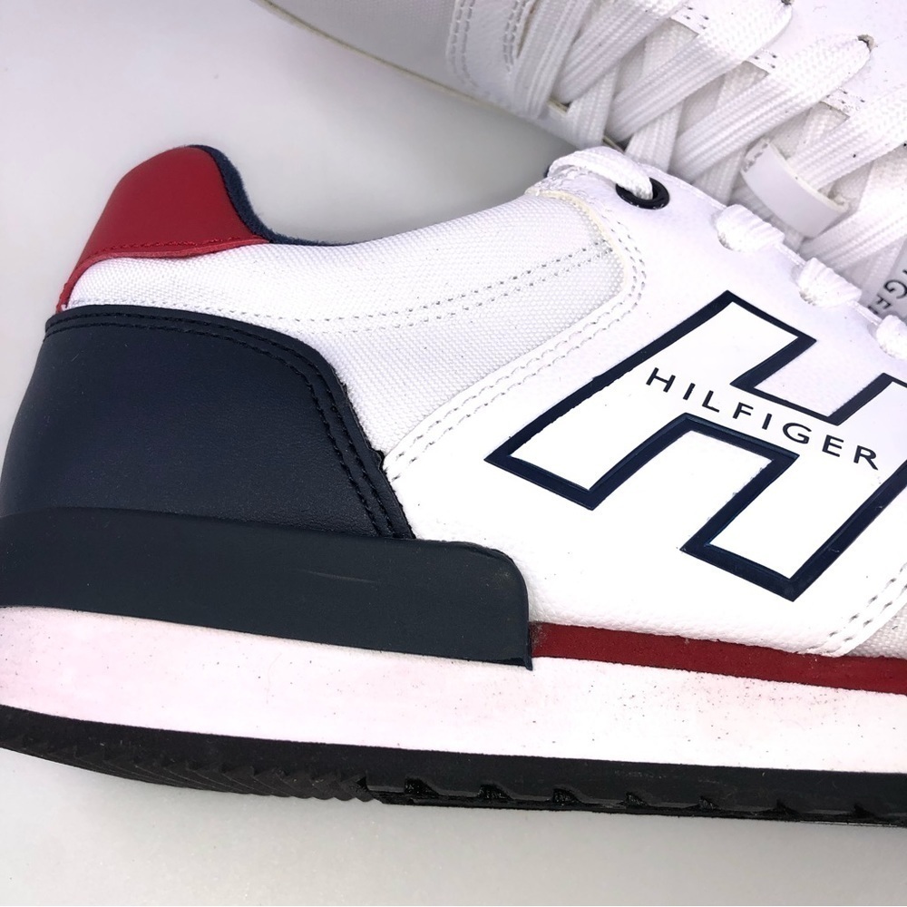 Tommy Hilfiger Mens Mainer Leather Sneakers Shoes Athletic Logo Lace Up 8M - Picture 3 of 12